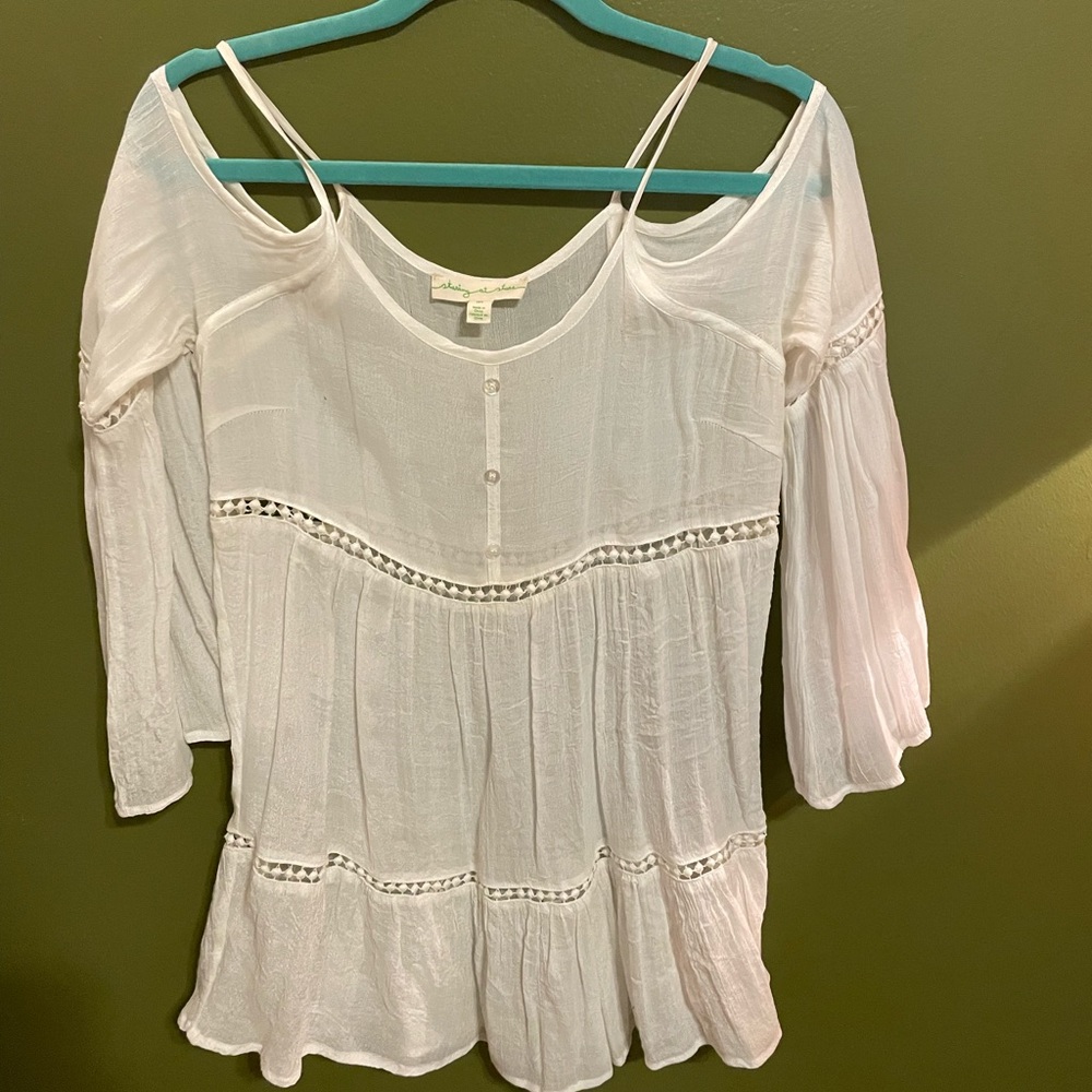 staring at stars white shoulder tank top